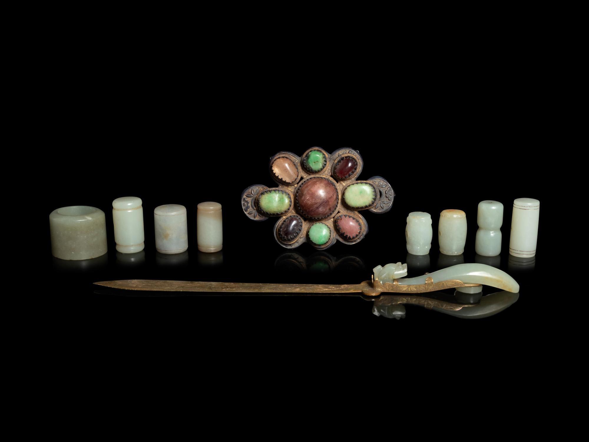 Ten Celadon Jade and Hardstone Articles