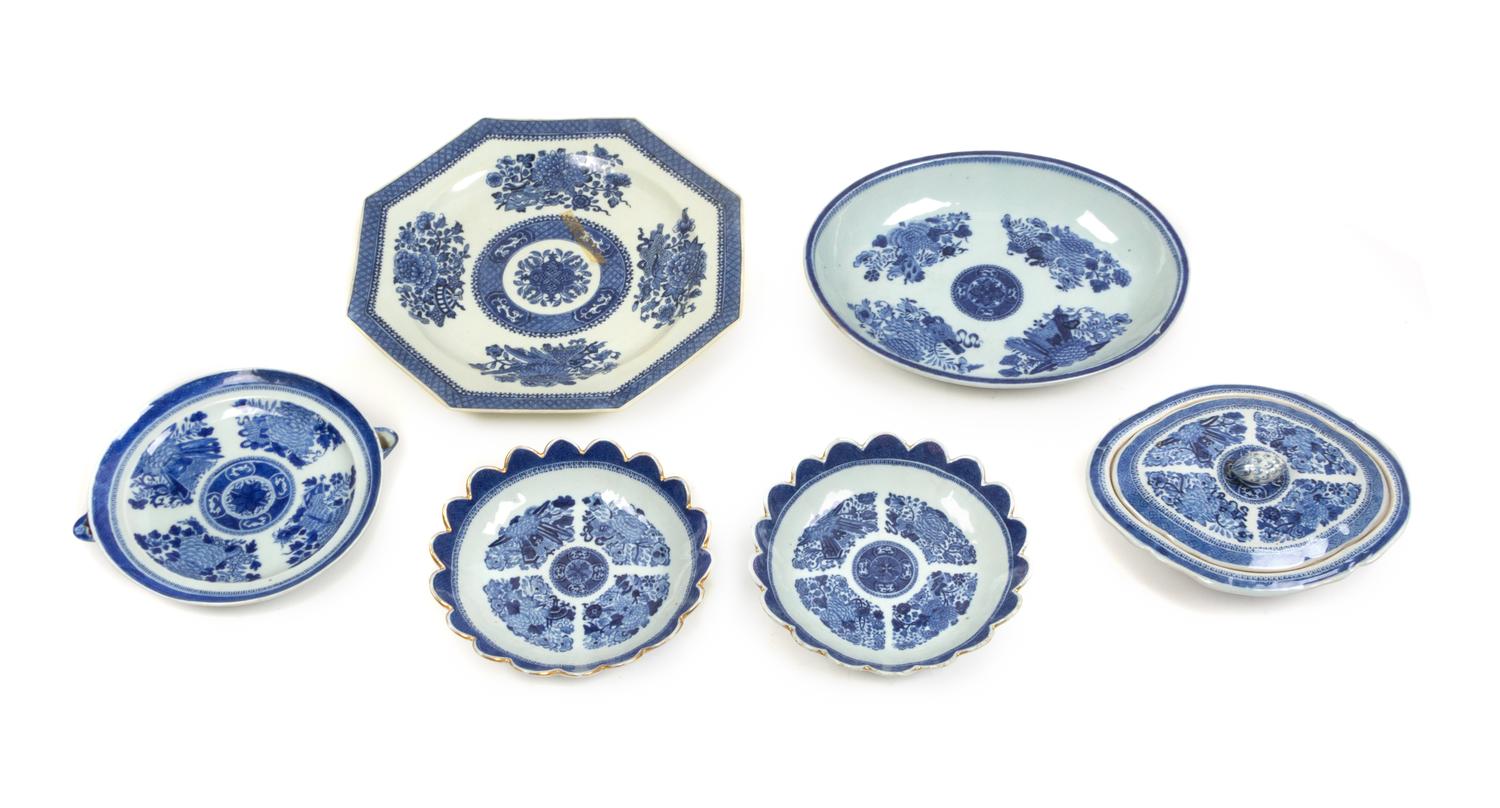 Two Chinese Export Blue Fitzhugh Porcelain Platters