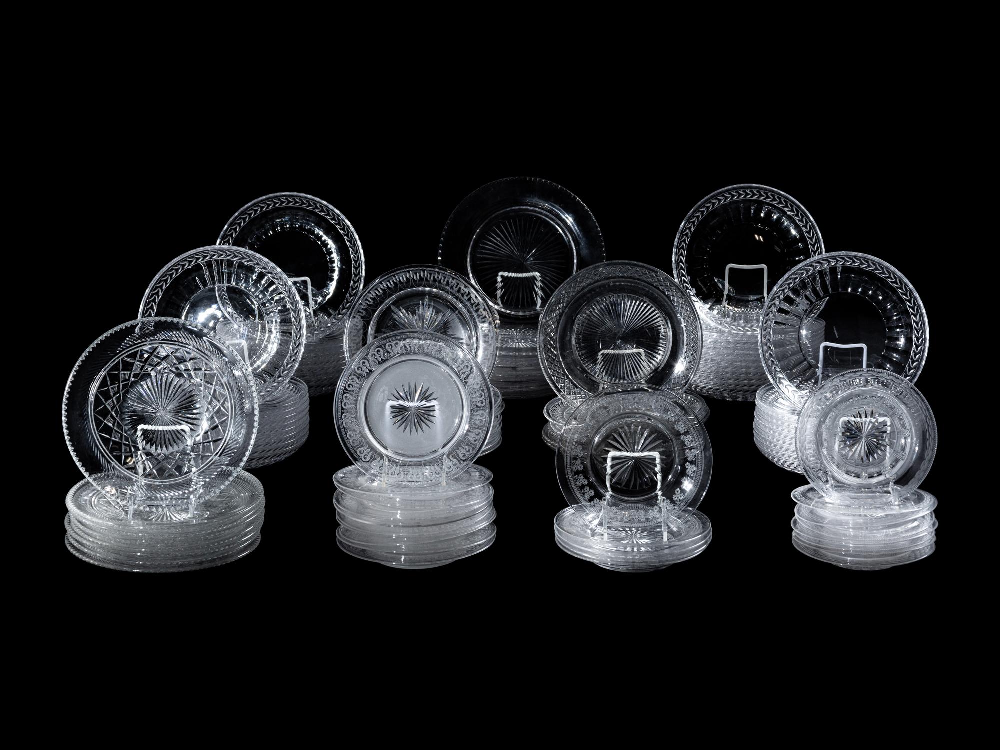 A Group of Assorted Cut Glass Plates