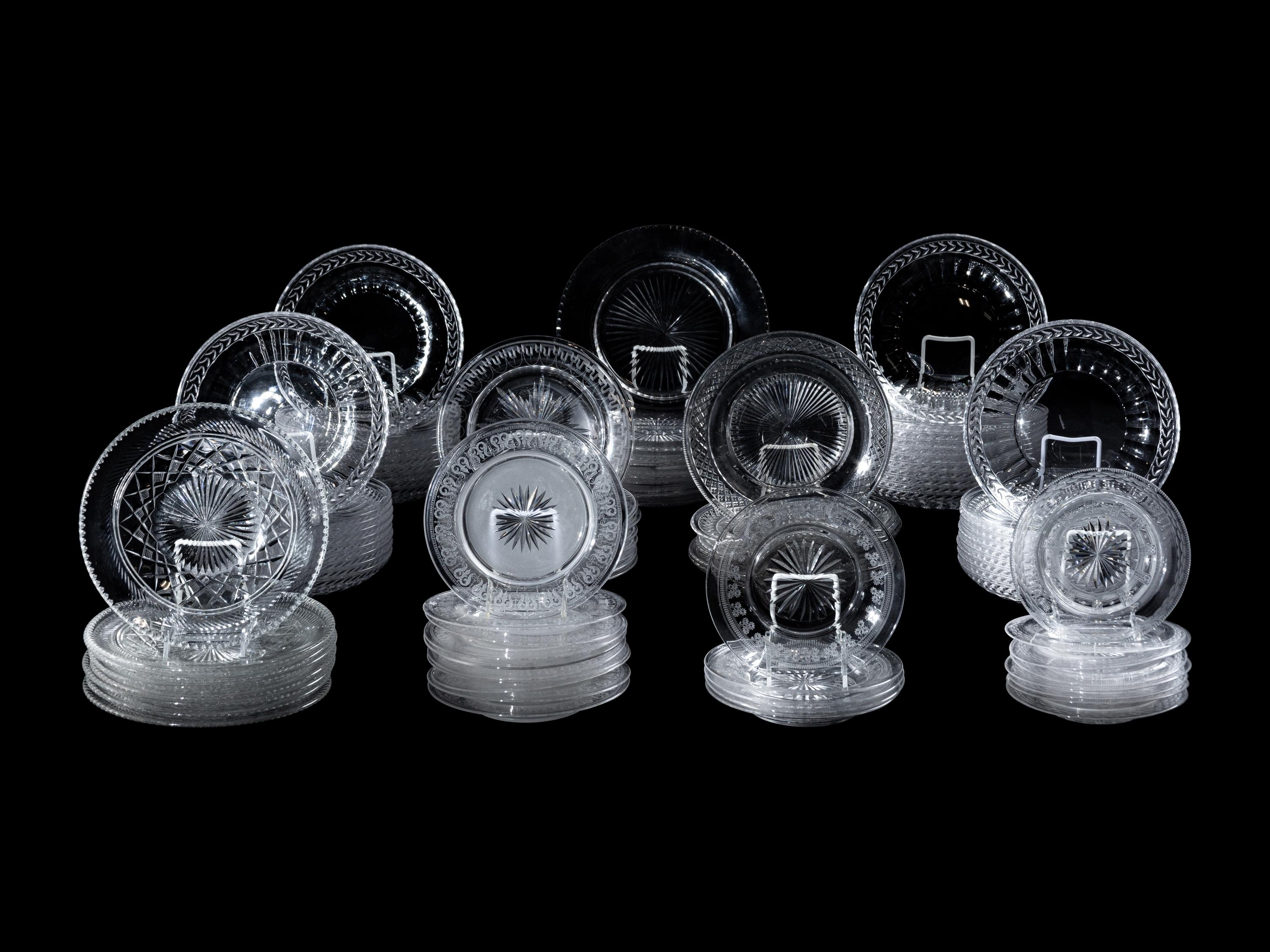 A Group of Assorted Cut Glass Plates