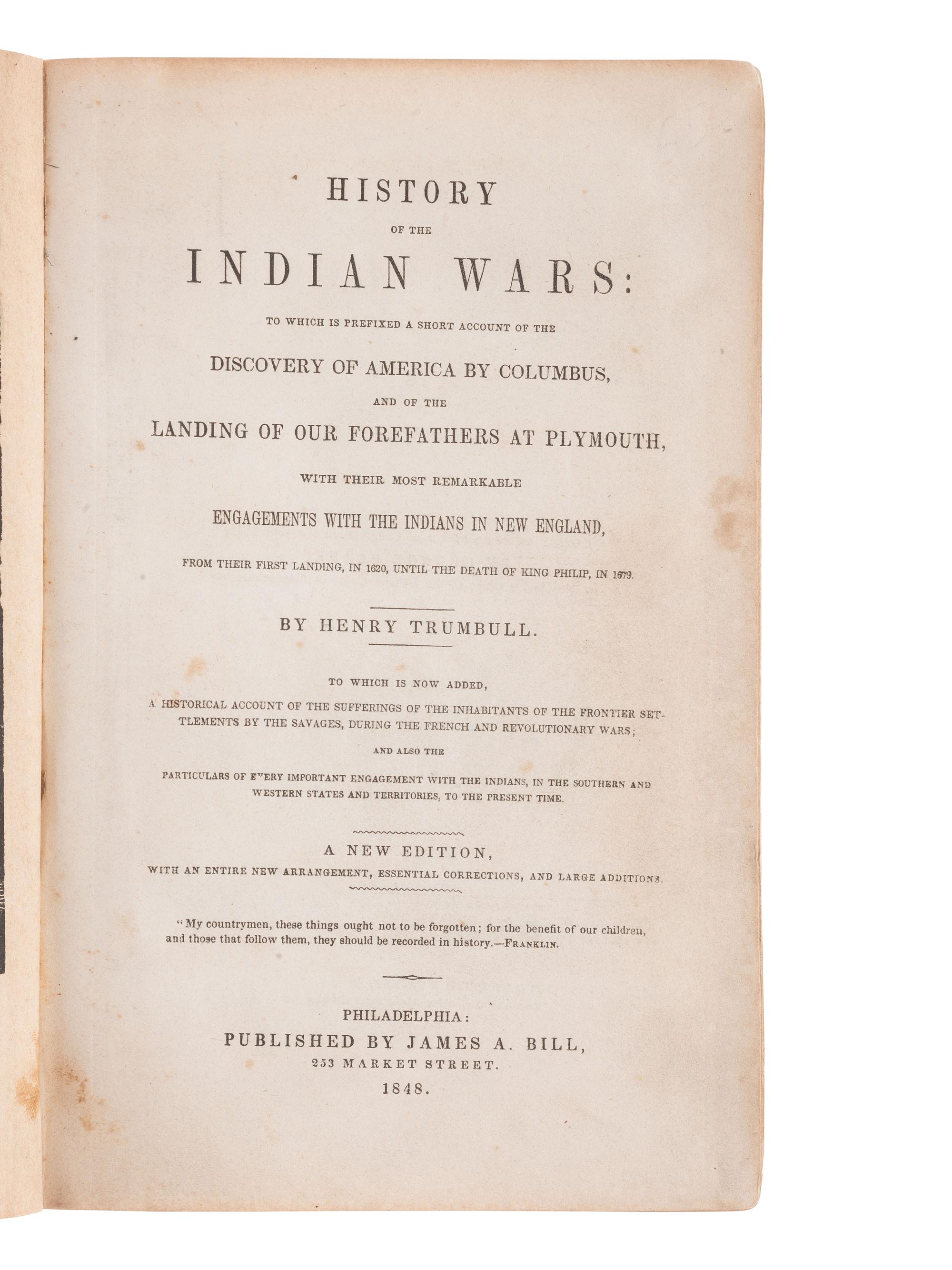 [NATIVE AMERICANS]. 5 works related to early conflicts with Native Americans.