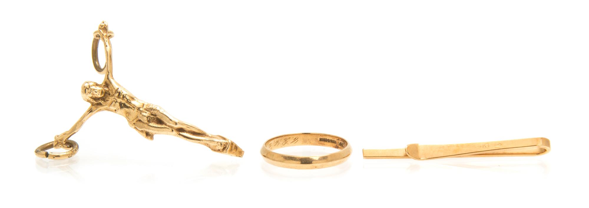 A Collection of 14 Karat Yellow Gold and Diamond Jewelry, 9.70 dwts.