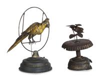Two German Painted Tin Windup Bird Toys