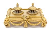 A Louis XVI Style Gilt Bronze Encrier Width 10 inches. — 19TH CENTURY
