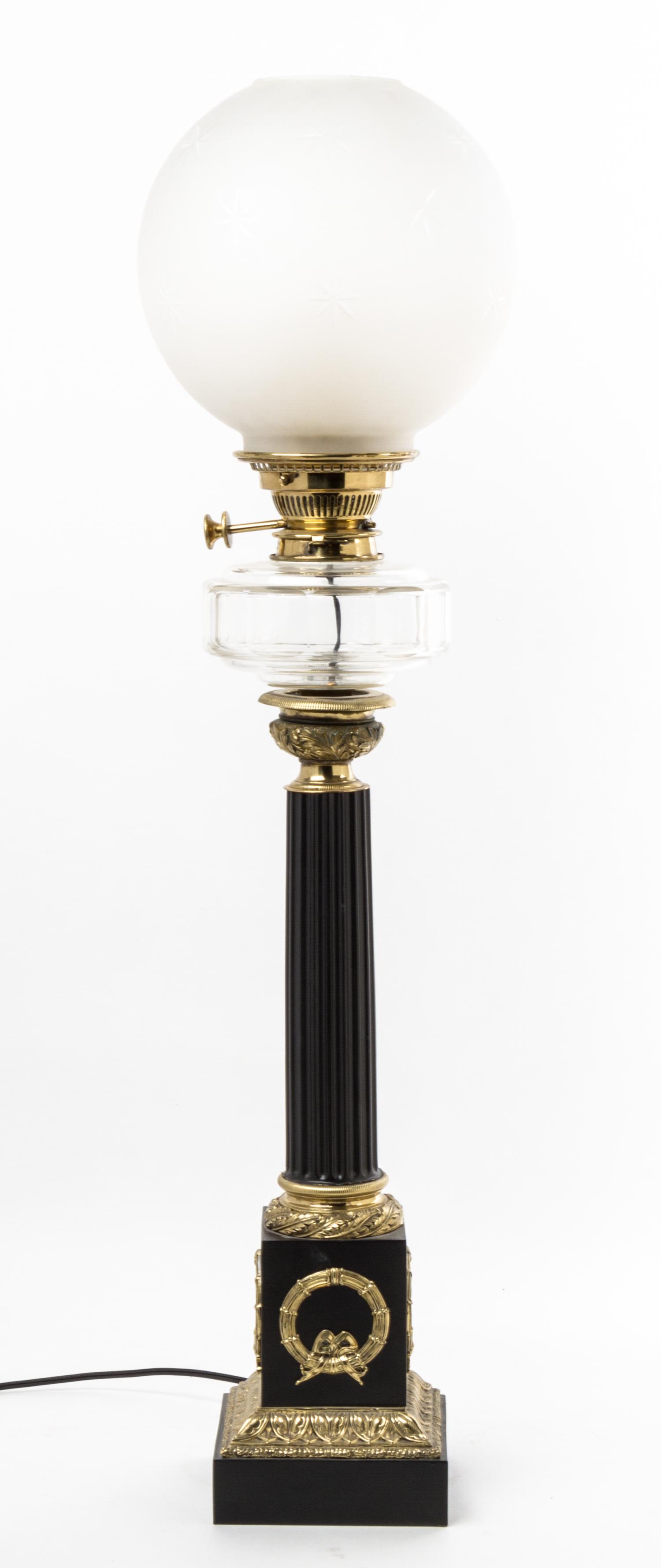 A Gilt Metal Oil Lamp Base Height 41 inches. — 19TH/20TH CENTURY