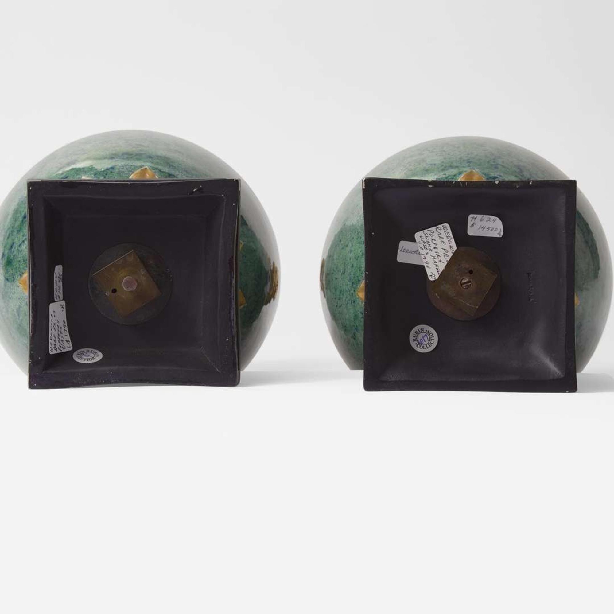 A Pair of Wedgwood Simulated Porphyry Snake-Handled Vases UK, circa 1790 and later