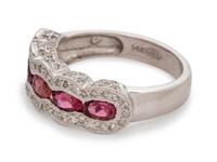 A 14 Karat White Gold, Pink Tourmaline and Diamond Ring,