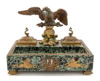An Empire Style Gilt Bronze and Marble Encrier Width 14 inches. — LATE 19TH/EARLY 20TH CENTURY
