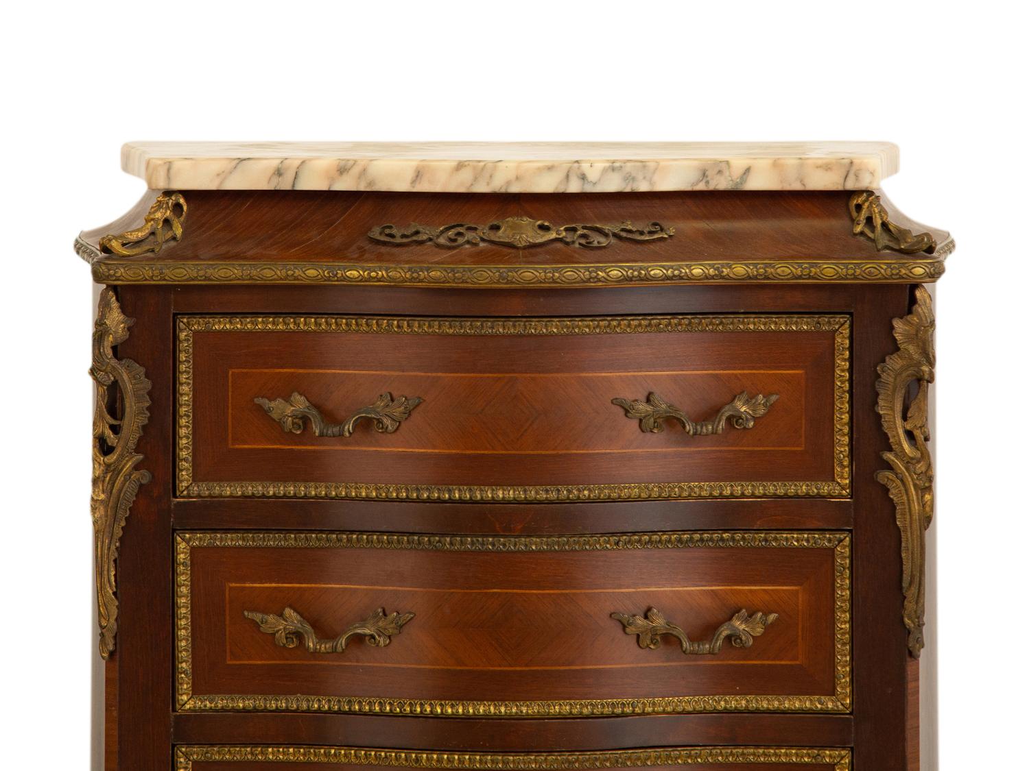 A Louis XV Style Gilt Bronze Mounted Marble Top Semainier