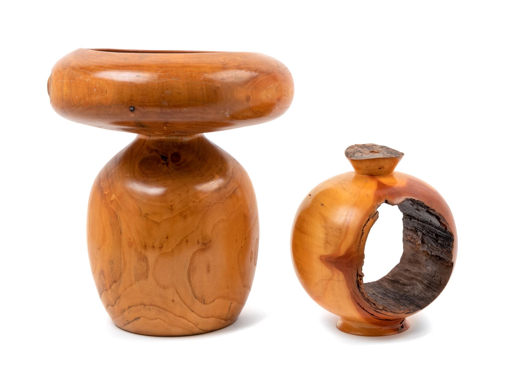 Two Turned Wood Vessels