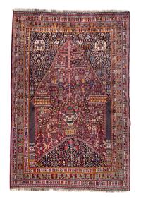 A Shiraz Qashqai Prayer Rug 9 feet 5 1/2 inches x 6 feet 5 1/4 inches.
