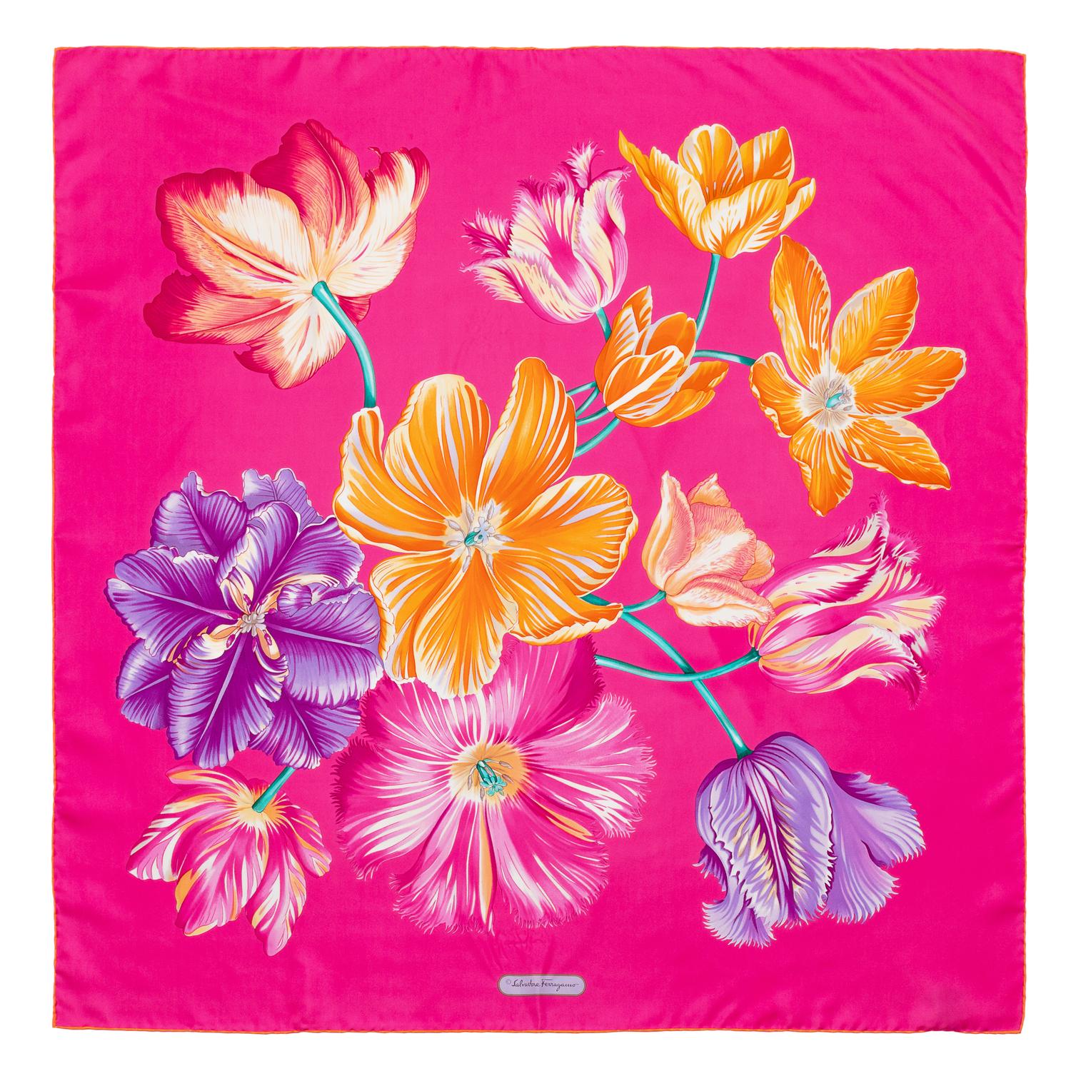 Salvatore Ferragamo Scarf, pink with flowers
