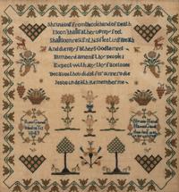 An English Needlework Mourning Verse Sampler