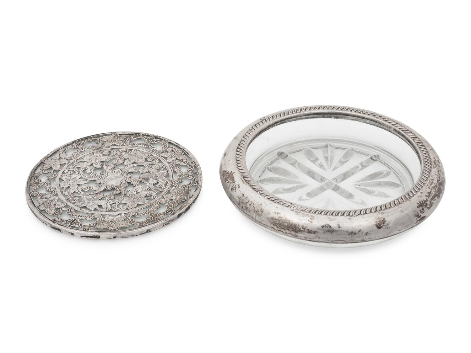 Twenty Glass and Silver Coasters