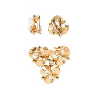YELLOW GOLD, SAPPHIRE, AND CULTURED PEARL SET