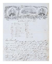 [POLITICS]. Huzza! Huzza! The Country's risin' For Henry Clay and Frelinghuysen . Illustrated letter sheet. New York: Narine & Durant, 1844.