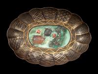 A Japanese Black and Gold Lacquer 'Turtle' Stem Dish