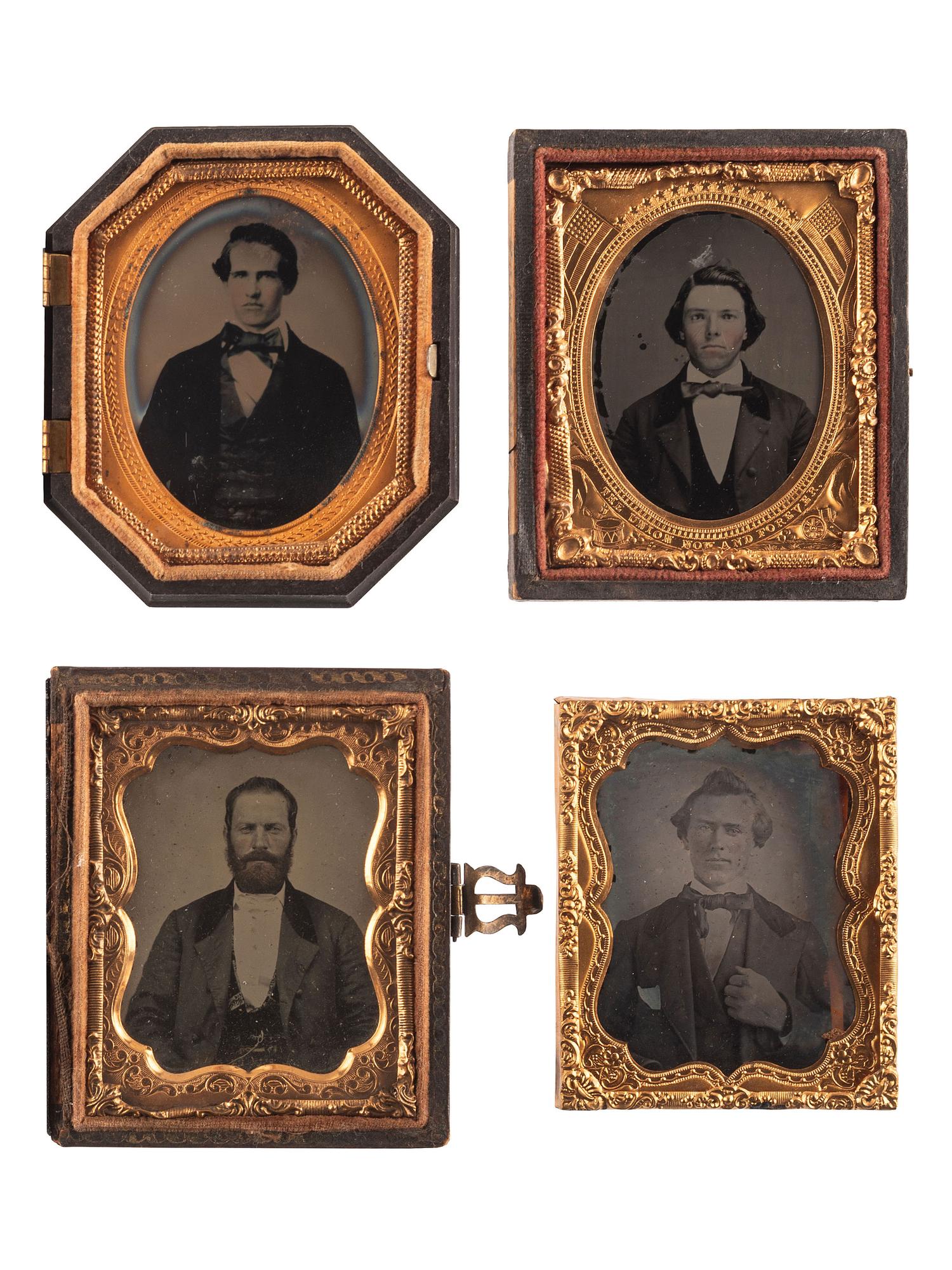 [EARLY PHOTOGRAPHY]. A group of 33 daguerreotypes, ambrotypes, tintypes, and CDVs of men of varying ages, including: