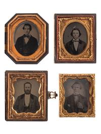 [EARLY PHOTOGRAPHY]. A group of 33 daguerreotypes, ambrotypes, tintypes, and CDVs of men of varying ages, including: