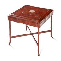 A Chinese Export Lacquer Game Box Converted to a Side Table