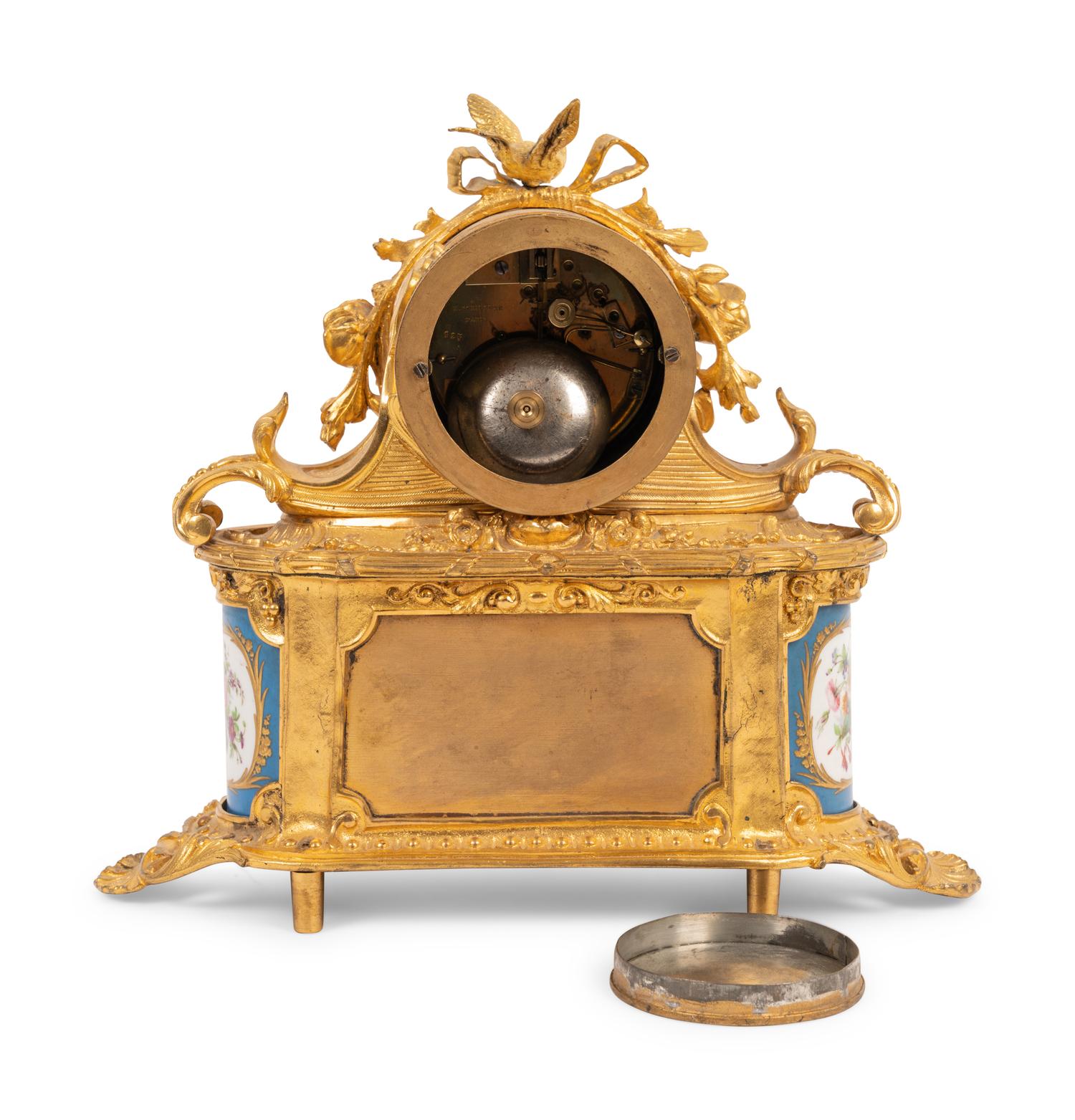 A French Gilt Bronze and Sèvres Style Porcelain Mantel Clock
