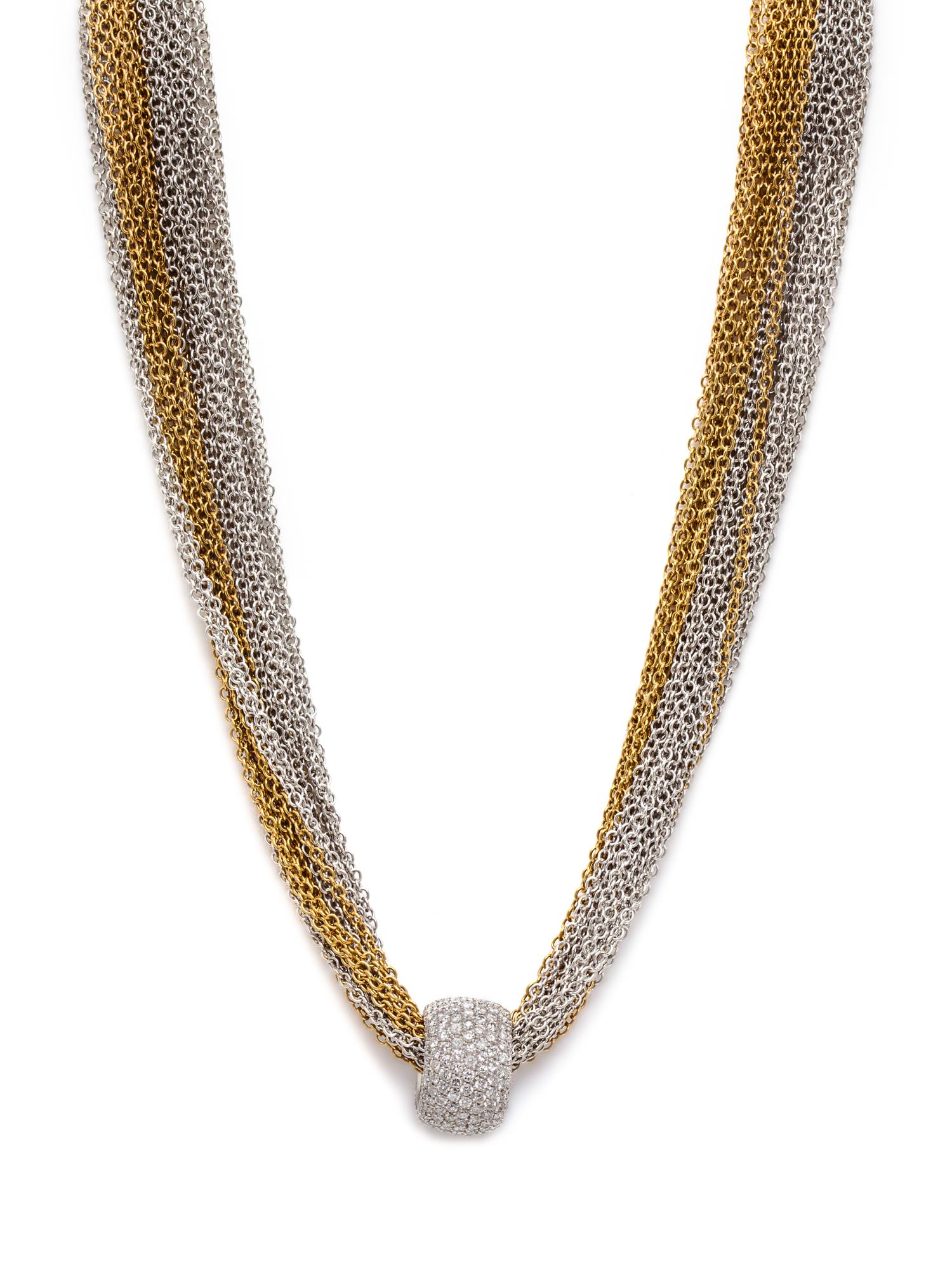 An 18 Karat Two Tone Gold and Diamond Necklace, 49.40 dwts.
