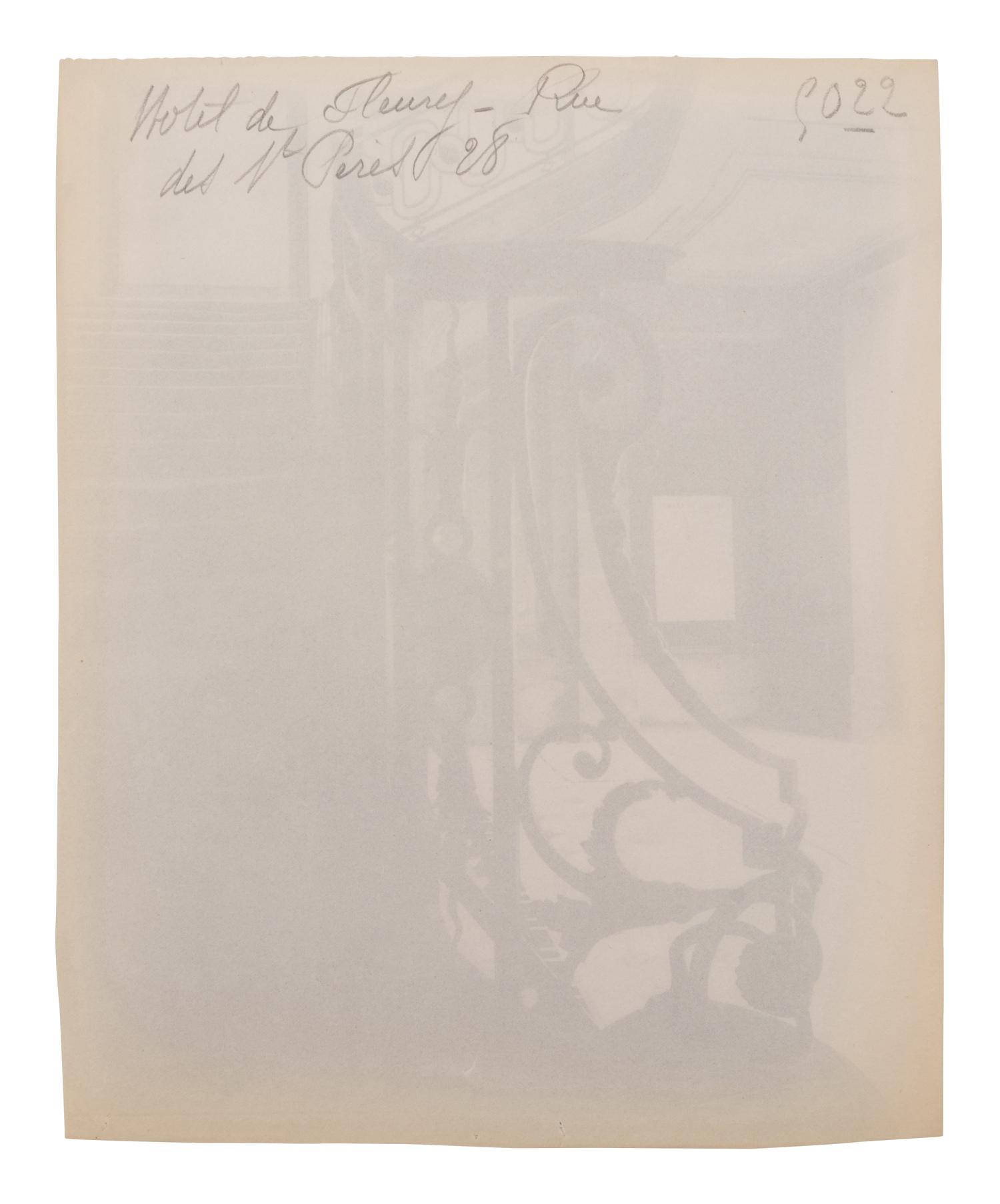 A group of four photographs ( Hôtel de Sully Charost, rue du Cherche-Midi 11 , 1904-1905; Hôtel de Fleury, rue des Saints-Pères 28 , 1905; 7 rue de l'Estrapade , 1905; Grille du chœr, èglise Saint Roch , 1912)