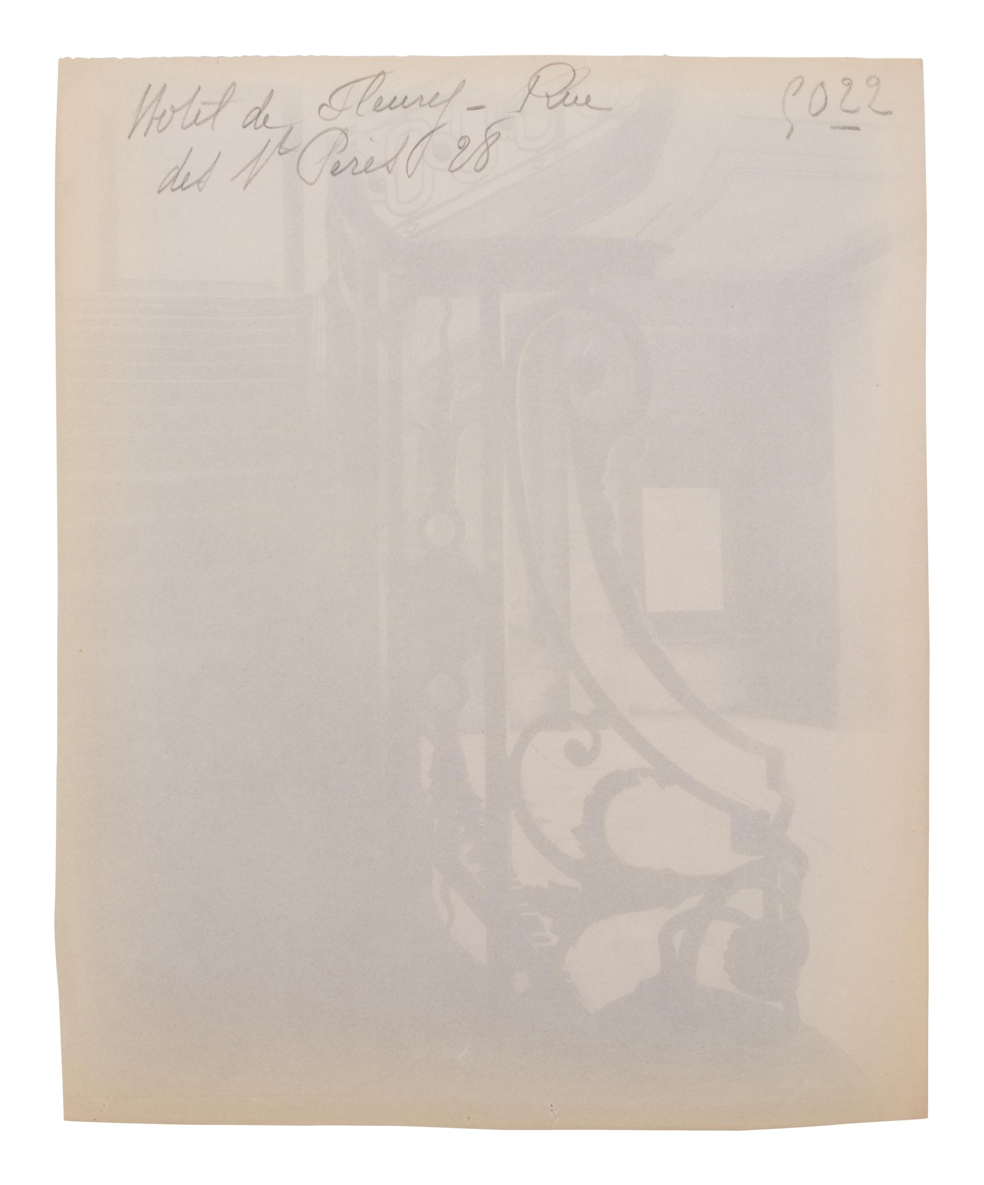A group of four photographs ( Hôtel de Sully Charost, rue du Cherche-Midi 11 , 1904-1905; Hôtel de Fleury, rue des Saints-Pères 28 , 1905; 7 rue de l'Estrapade , 1905; Grille du chœr, èglise Saint Roch , 1912)