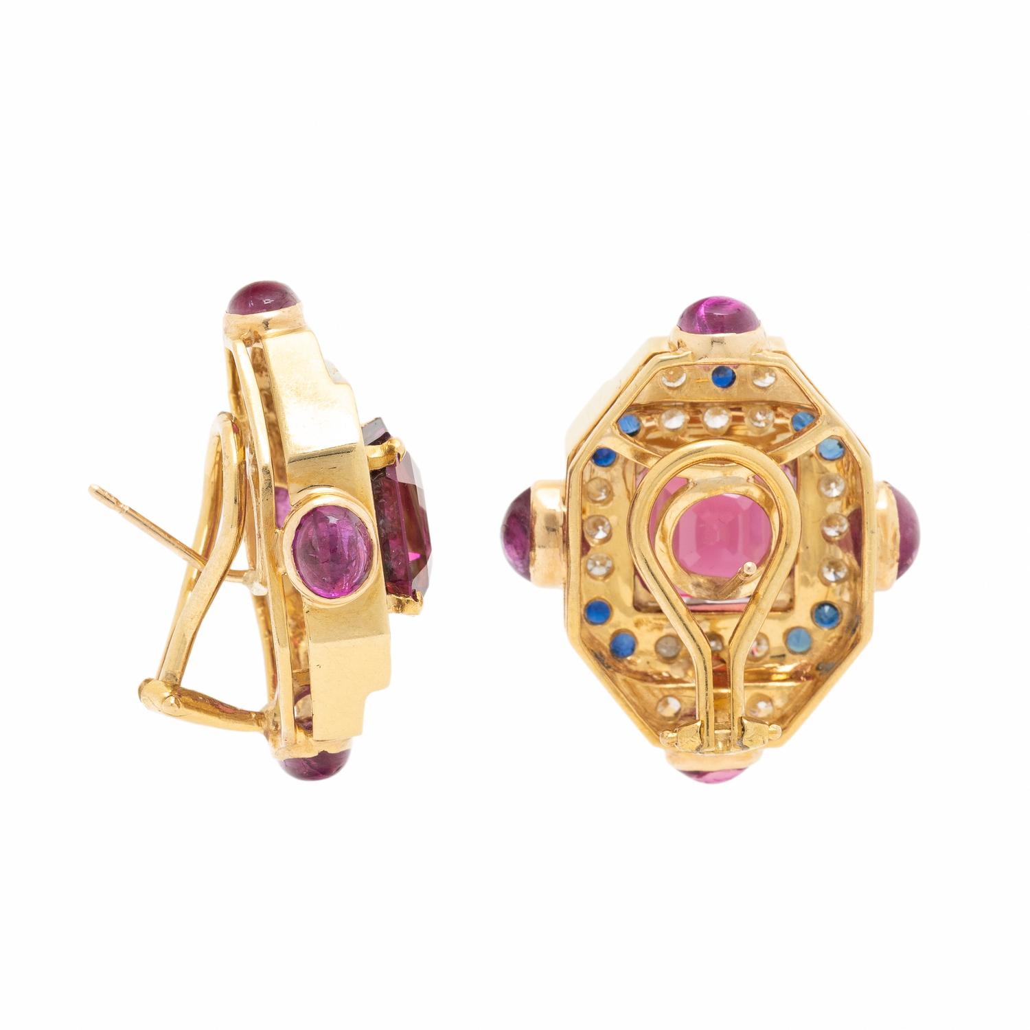 YELLOW GOLD AND MULTIGEM EARRINGS