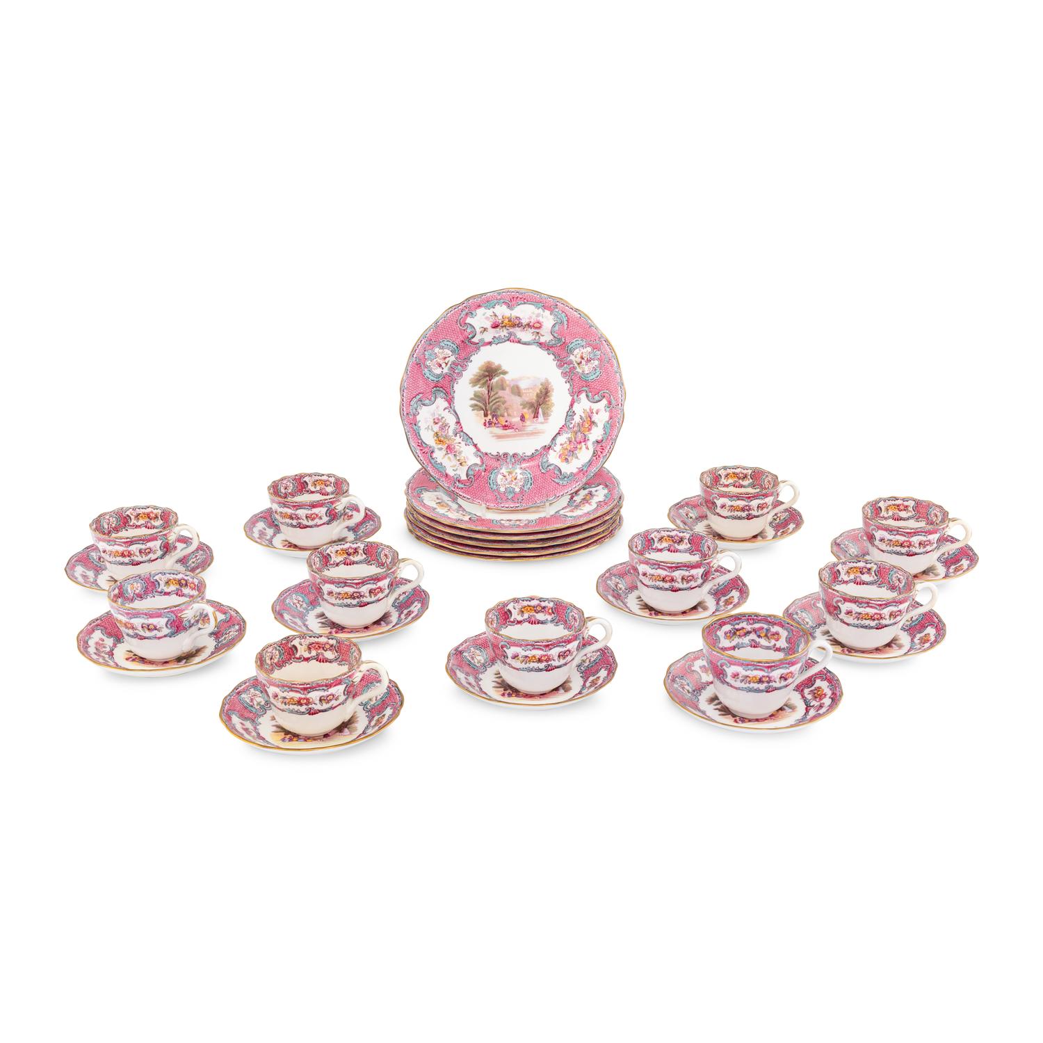 A Spode Polychrome Transferware Part Table Service
