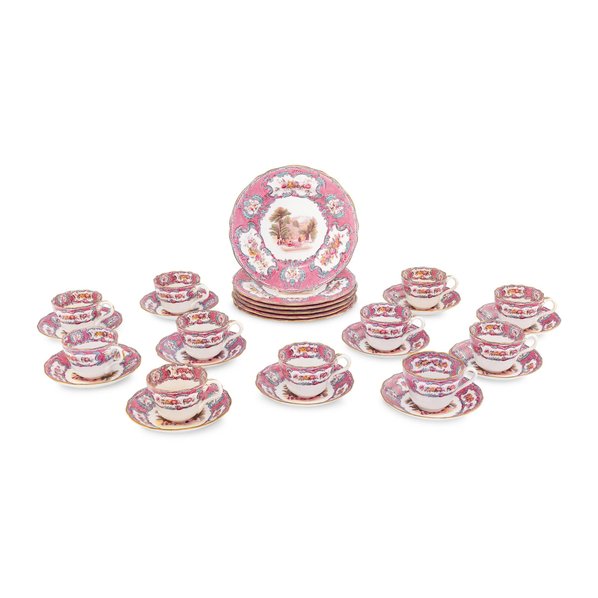 A Spode Polychrome Transferware Part Table Service