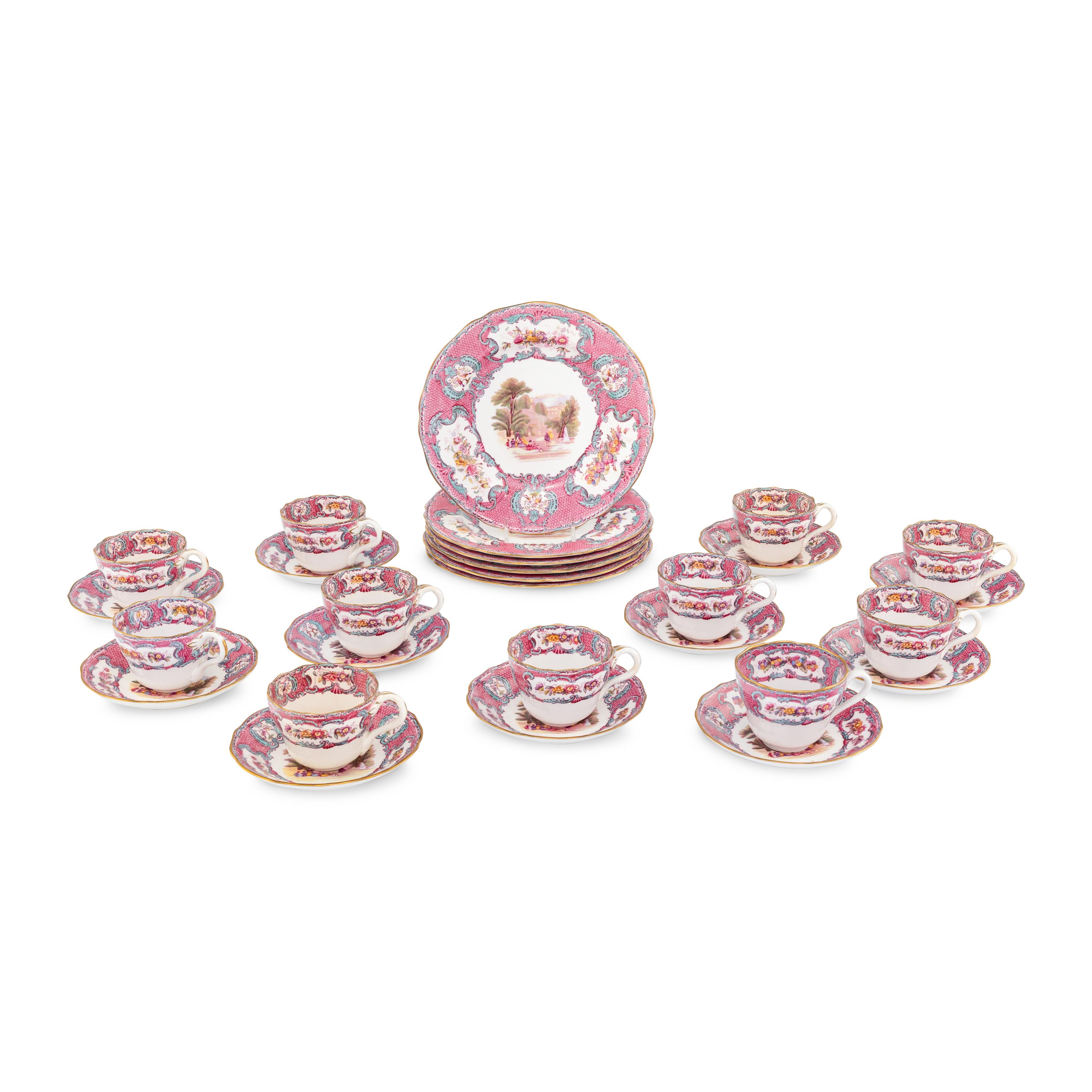 A Spode Polychrome Transferware Part Table Service