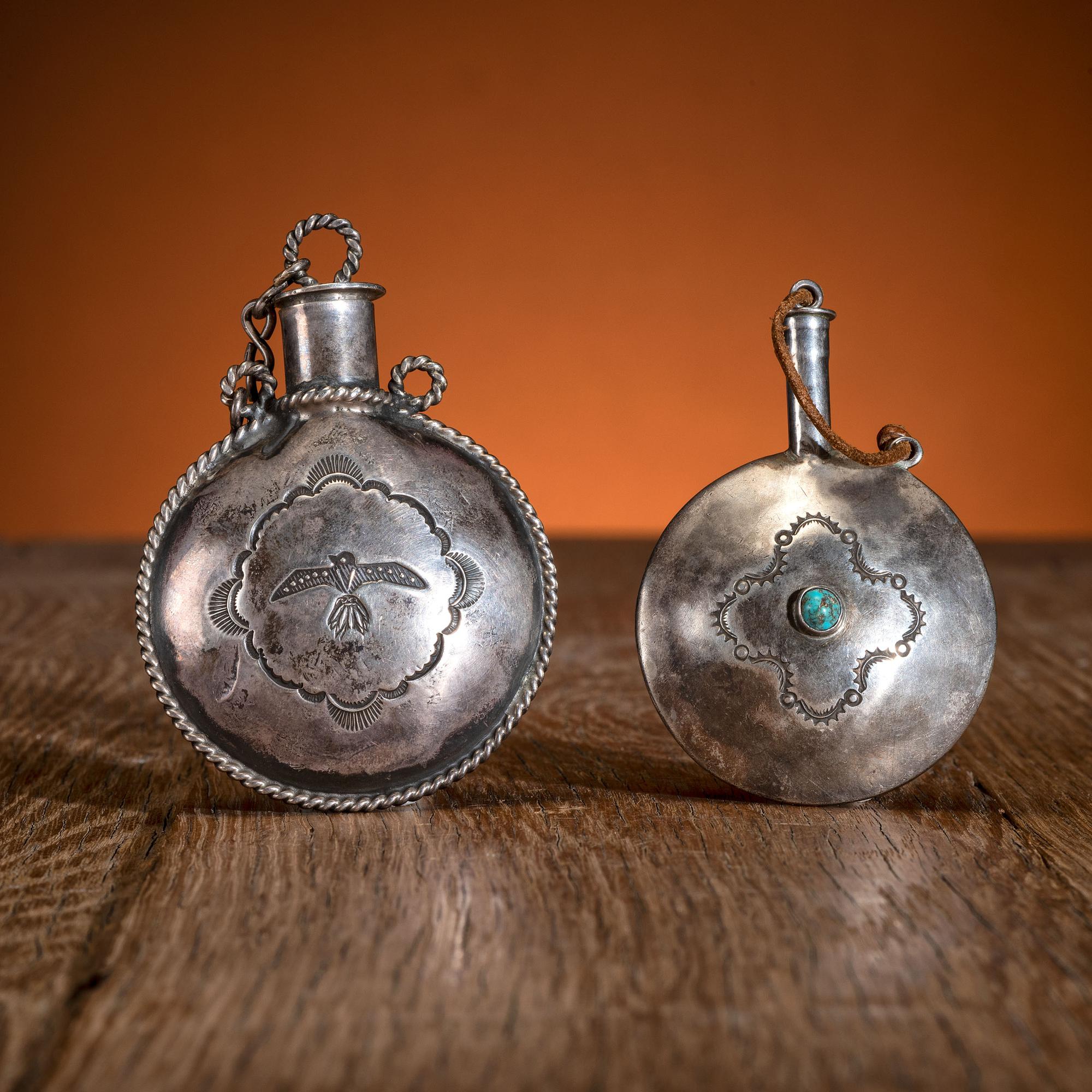 Navajo Silver Tobacco Canteens