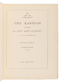 [BURTON, Richard Francis, Sir (1821-1890)]. The Kasîdah (Couplets) of Hâjî Abdû El-Yezdî: A Lay of the Higher Law. Translated and Annotated by His Friend and Pupil, F.B. London: Privately printed [Bernard Quaritch, 1880].