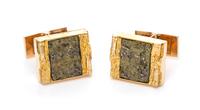 A Pair of Yellow Gold and Chalcopyrite Cufflinks, Bjorn Weckstrom for Lapponia, 9.60 dwts.