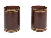 A Pair of Parcel-Gilt Leather Bins