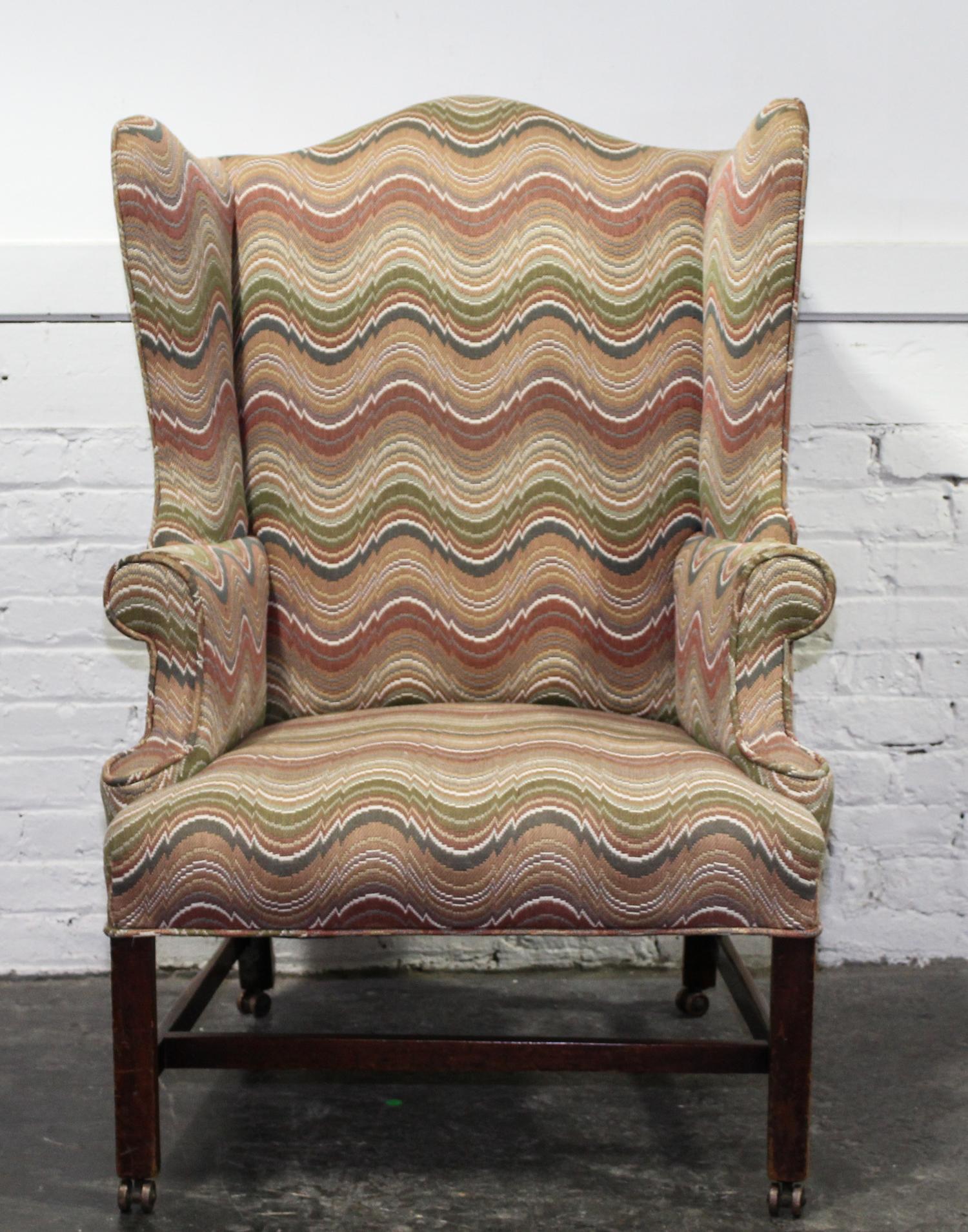 A Georgian Style Mahogany Wingback Chair Height 44 3/4 inches. — 19TH CENTURY