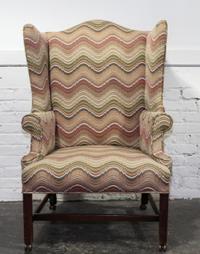 A Georgian Style Mahogany Wingback Chair Height 44 3/4 inches. — 19TH CENTURY