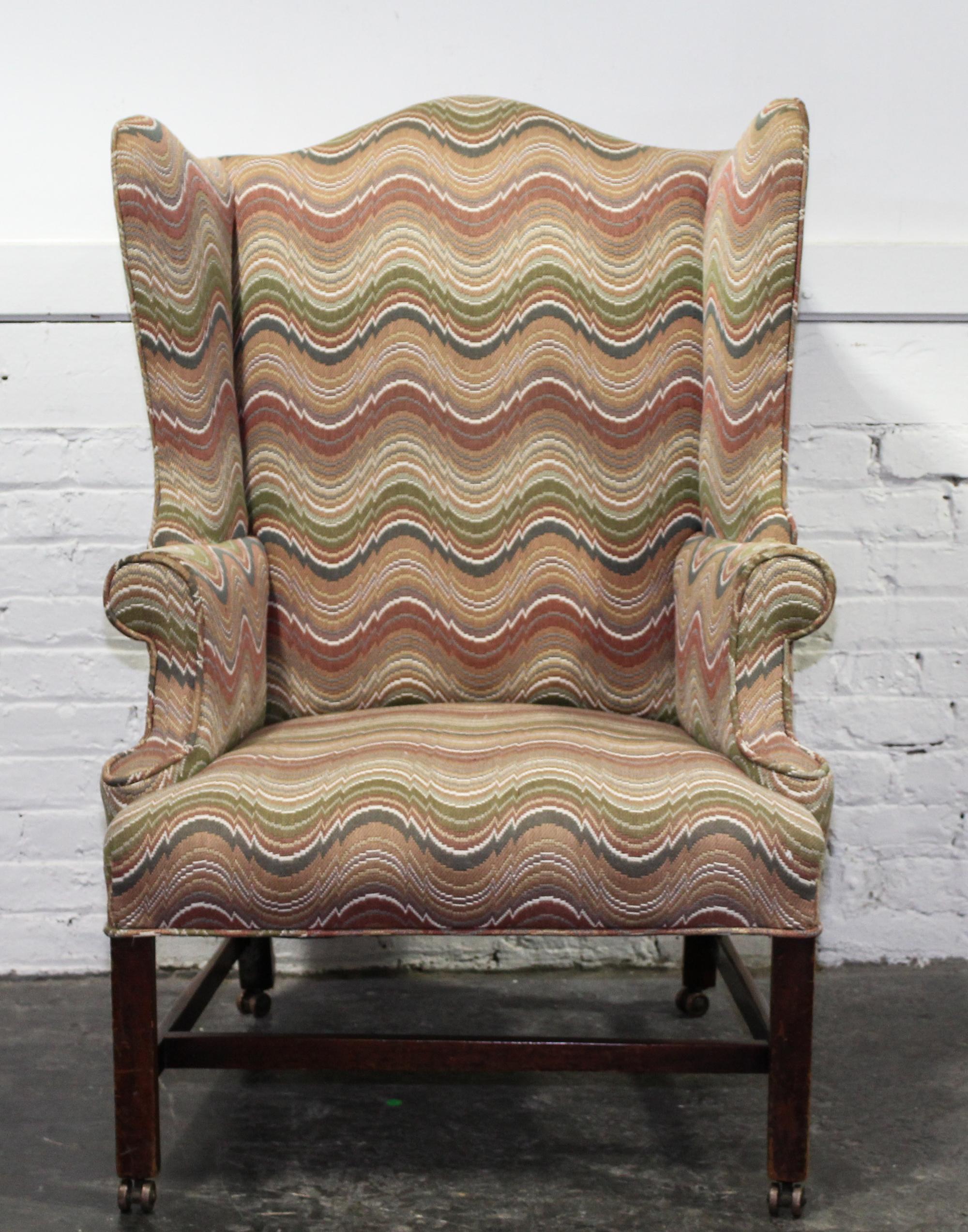 A Georgian Style Mahogany Wingback Chair Height 44 3/4 inches. — 19TH CENTURY