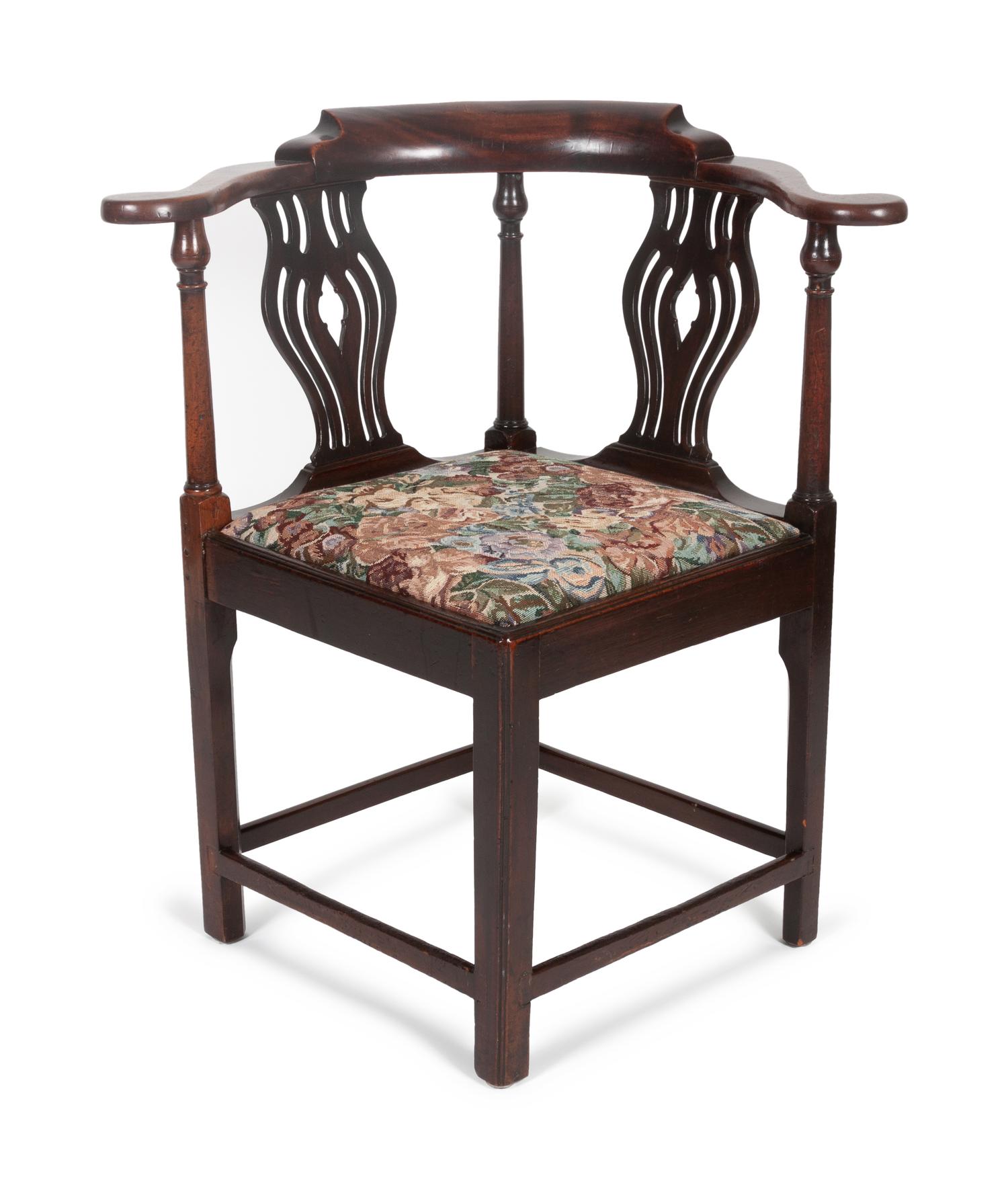 A Chippendale Mahogany Corner Chair