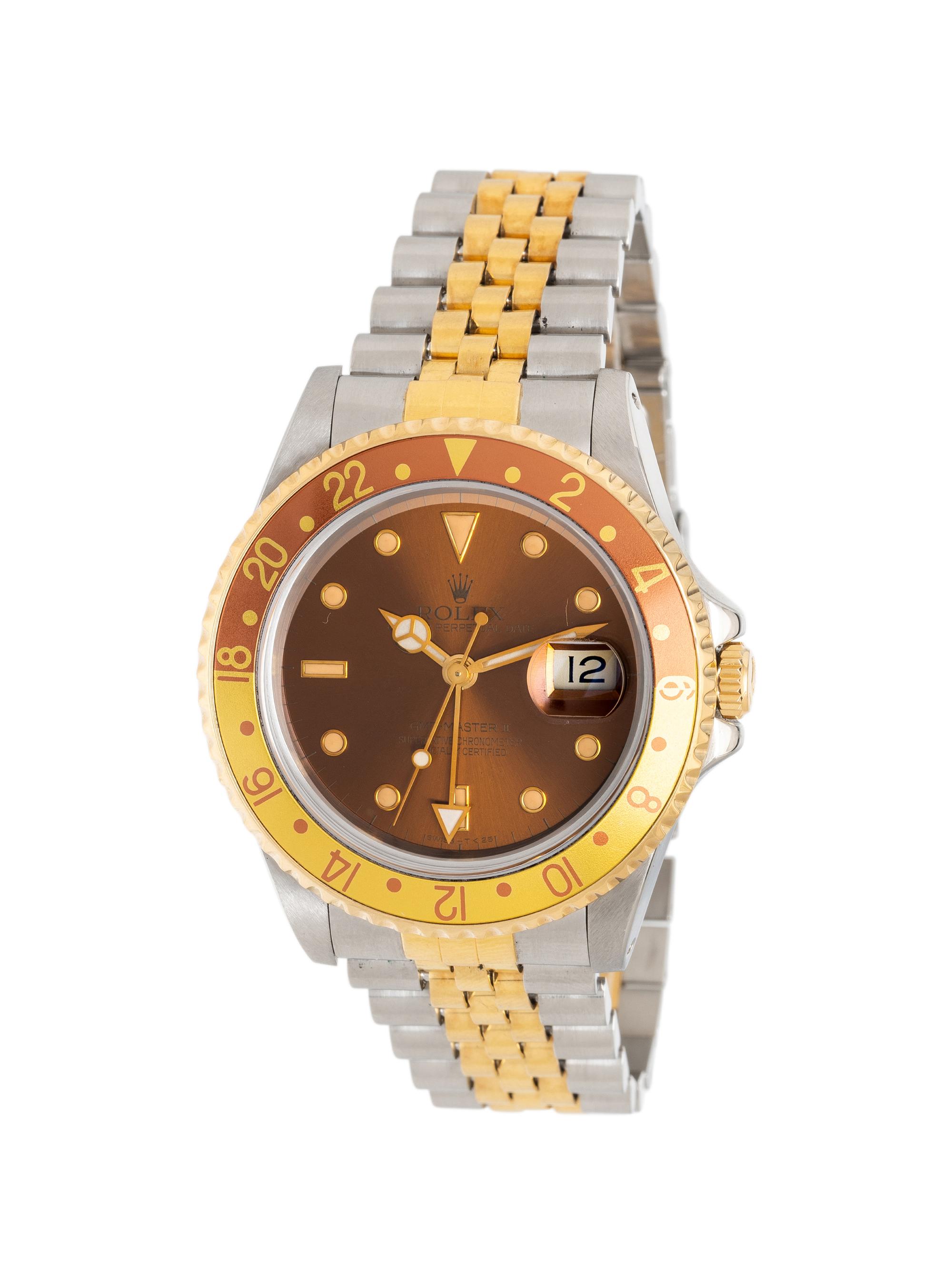 ROLEX, REF. 16713 STAINLESS STEEL AND 18K YELLOW GOLD 'GMT-MASTER II' 'ROOT BEER' WATCH, BOX & PAPERS