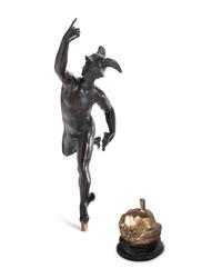 A Gilt and Patinated Bronze Figure of Mercury After Giambologna