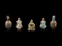 Five Chinese Metal Snuff Bottles