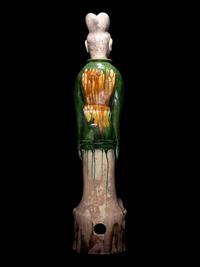 A Pair of Sancai Glazed Pottery Figures of Standing Officials