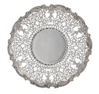 An American Silver Pierced Serving Tray, Mt. Vernon Co. Silversmiths Inc., Mount Vernon, NY, 1914-1923, of circular form, the border de
