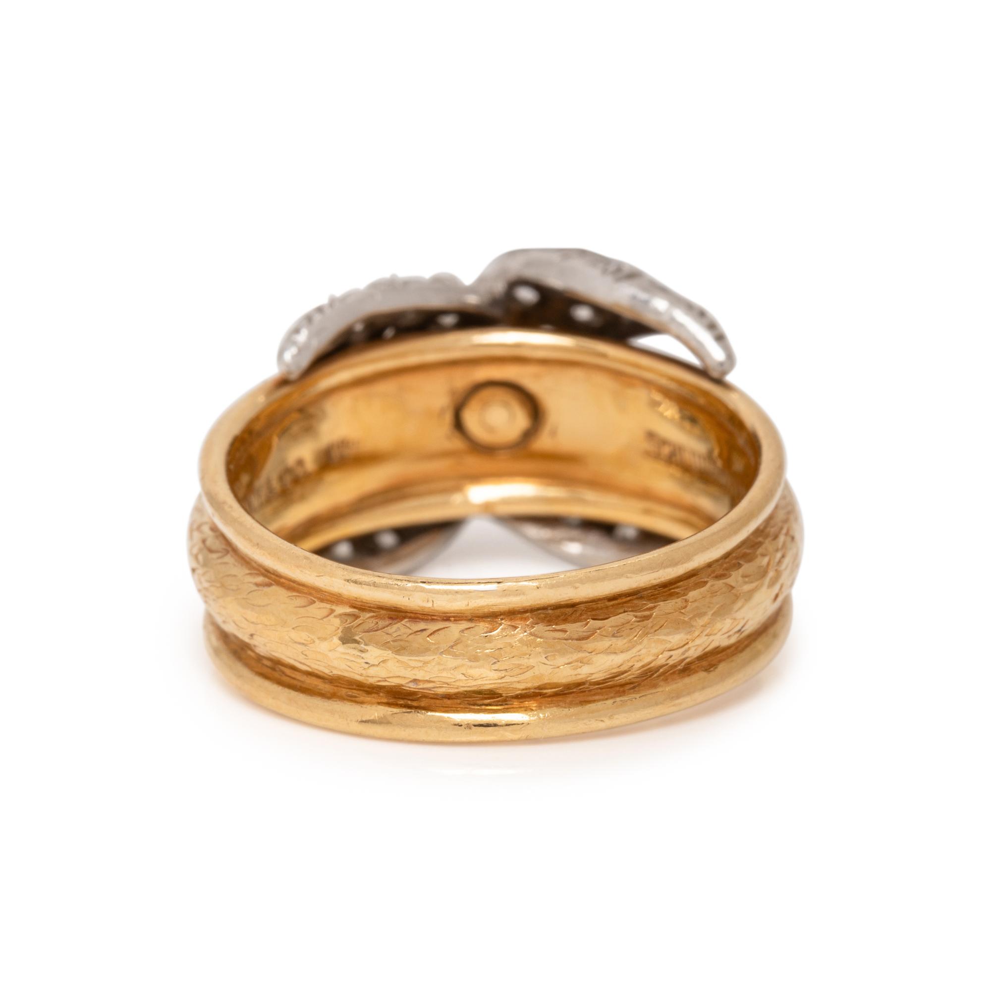 TIFFANY & CO., SCHLUMBERGER, DIAMOND, PLATINUM AND YELLOW GOLD 'X' RING