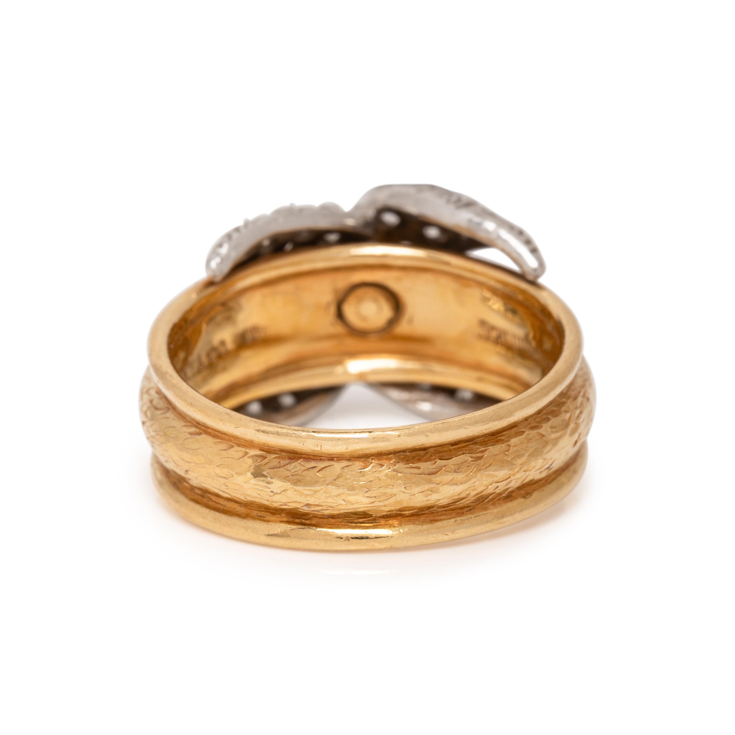 TIFFANY & CO., SCHLUMBERGER, DIAMOND, PLATINUM AND YELLOW GOLD 'X' RING