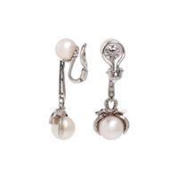 CULTURED PEARL AND DIAMOND CLIP EARRINGS