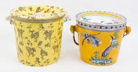 Two English Transfer Decorated Chamber Pots Height of taller 10 5/8 inches.