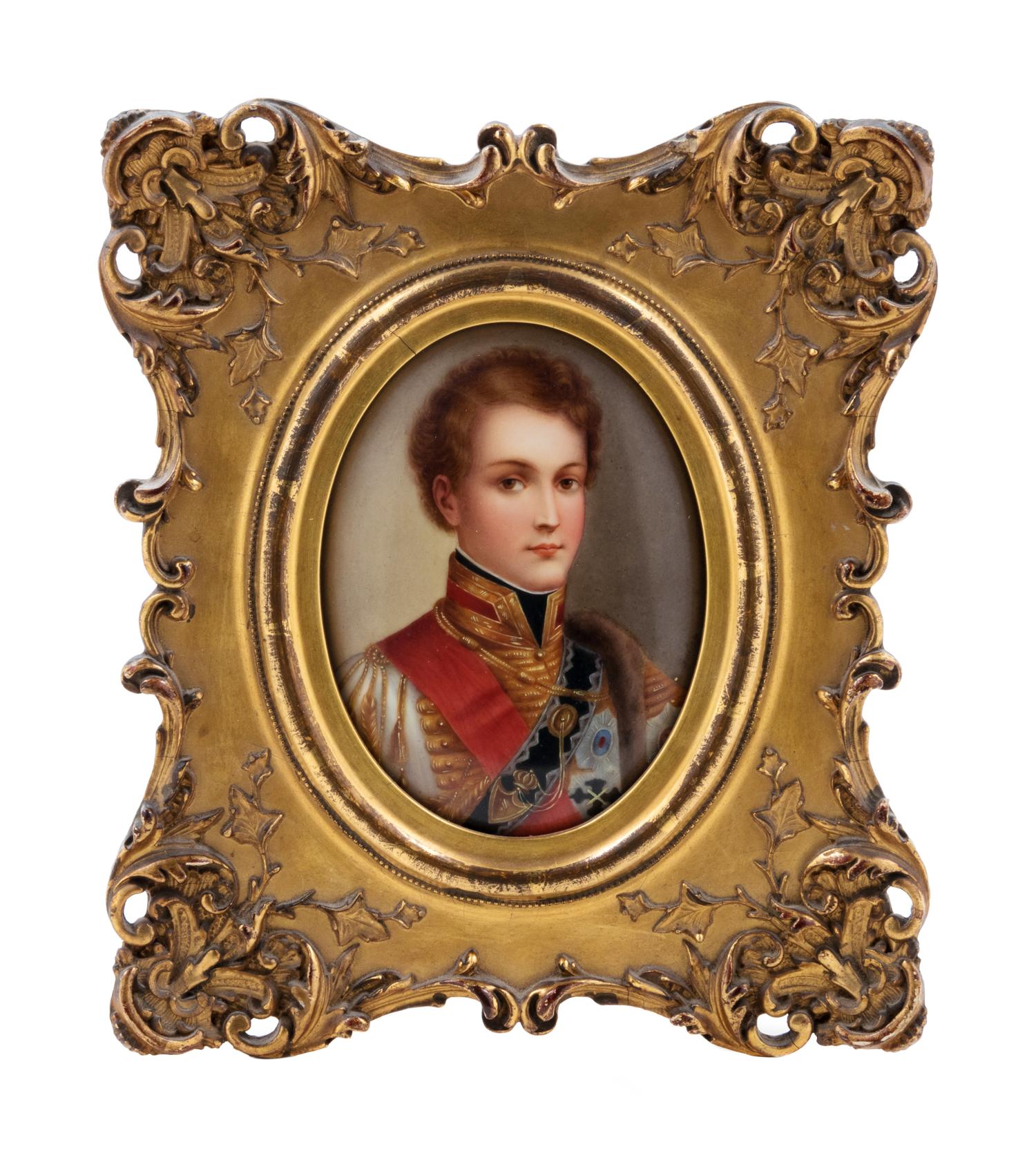 A German Painted Porcelain Portrait Plaque of Napoleon II